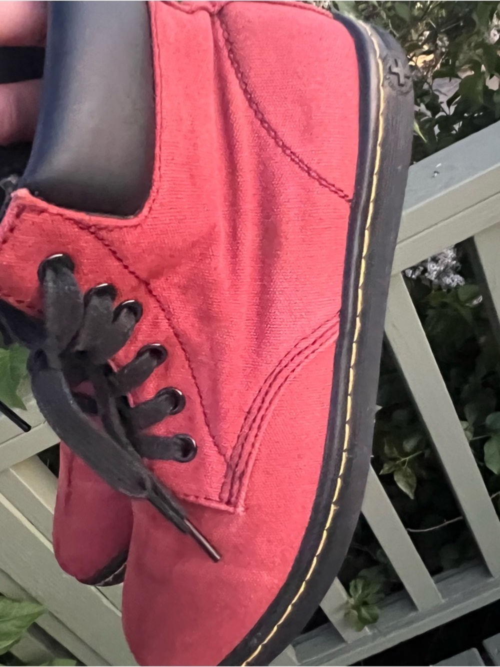 Dr. Martens Maelly Red Canvas Ankle Boots with Black Trim Size 9 - Picture 9 of 13